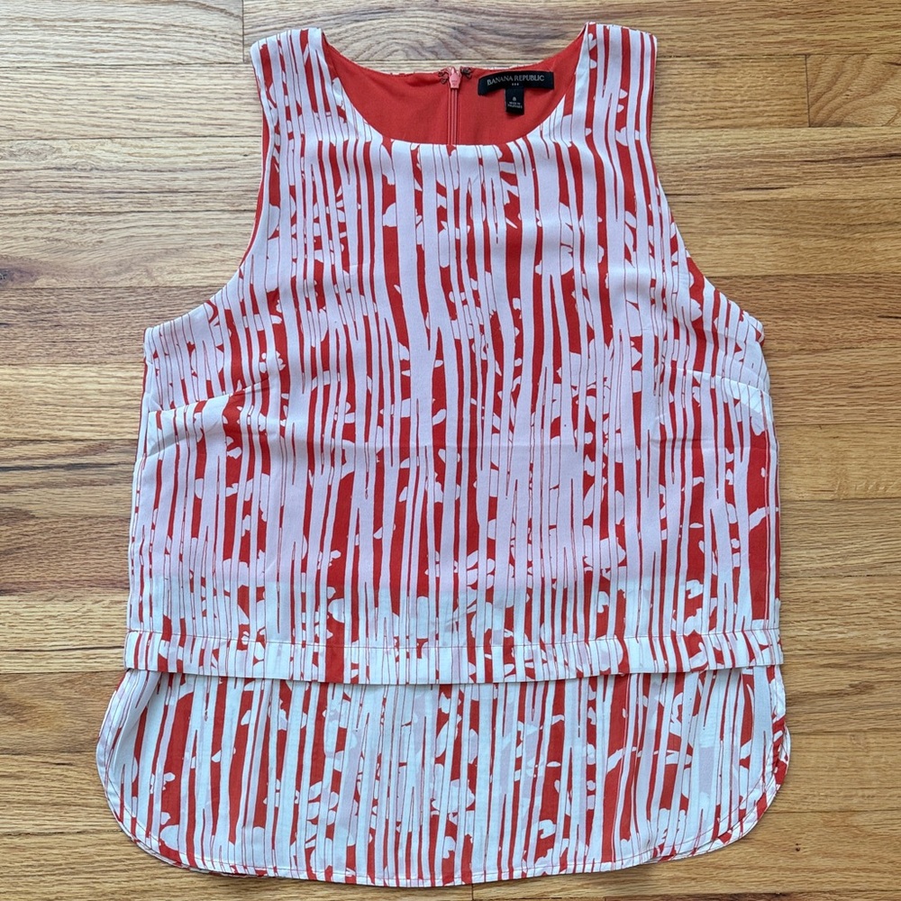 Banana Republic Poppy Red and White Sleeveless Top Size 8